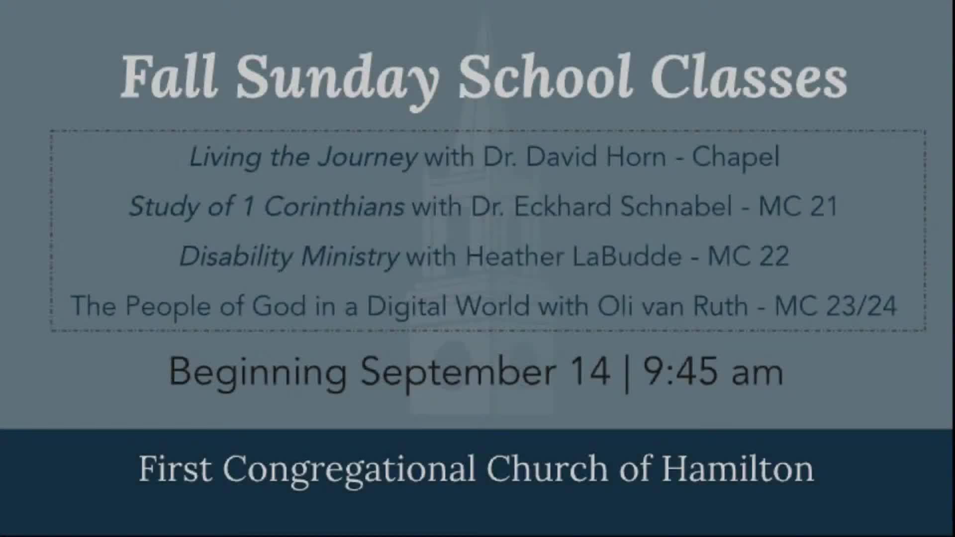 First Church in Wenham 9.7.25