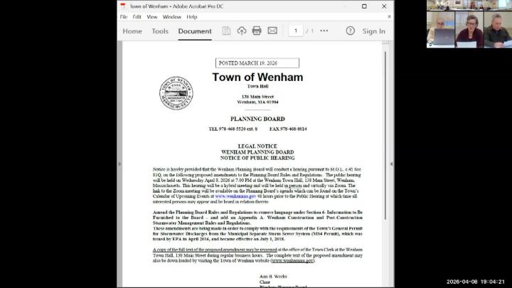 Thumbnail image for Wenham Planning Board 4.8.26